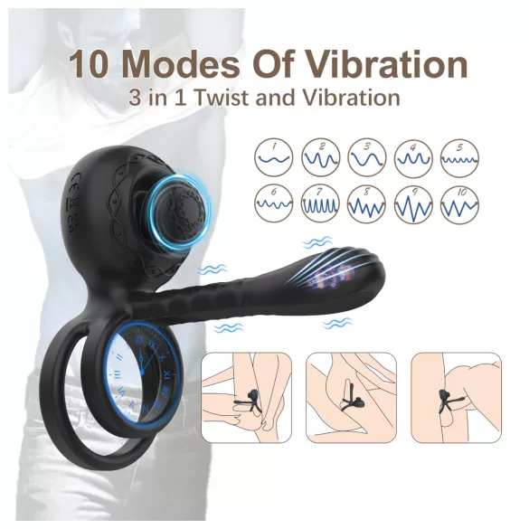 Biu-Biu - penisring en partner vibrator - zwart