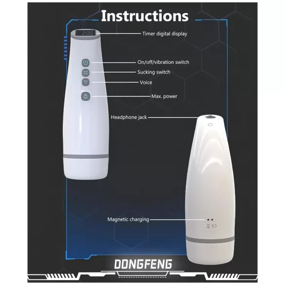 Lonely - automatische masturbator met zuigen en verwarmen - wit