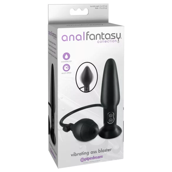 Anal Fantasy - vibrerende opblaasbare buttplug - zwart