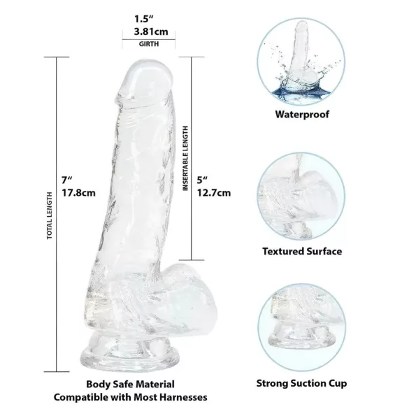 Addiction Crystal - dildo met zuignap (transparant) - 18 cm