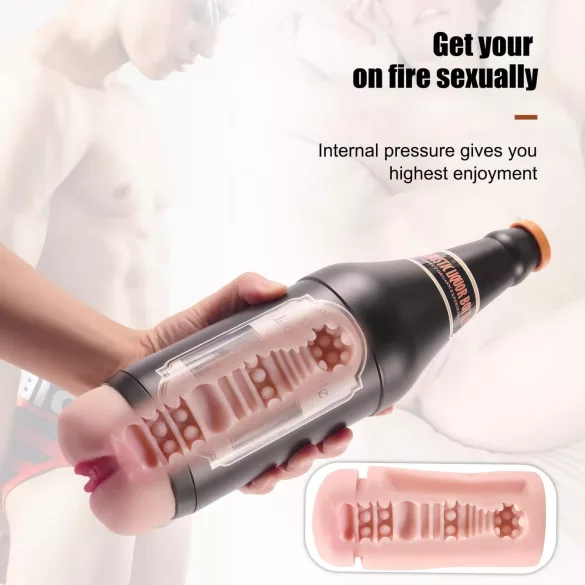 Lonely - masturbator fles - realistisch vagina - transparant-zwart