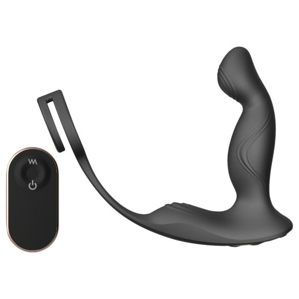 Sex HD Virgil - prostaatvibe met penis- en ballenring (zwart)