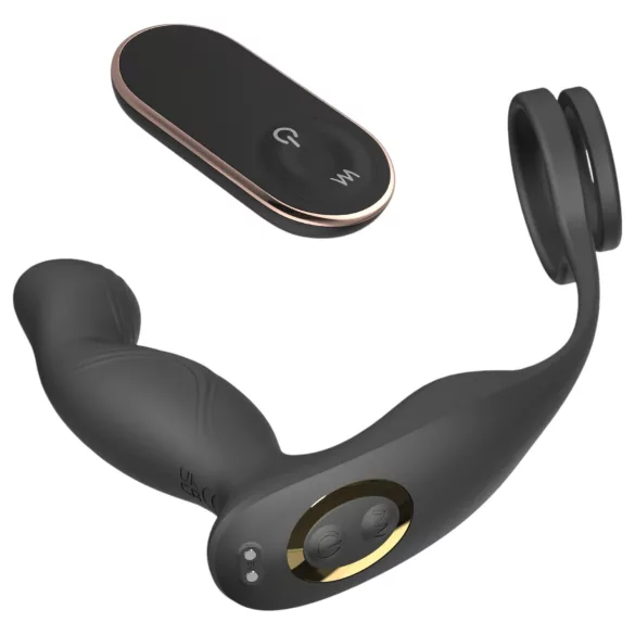 Sex HD Virgil - prostaat vibrator met penis- en balring - zwart