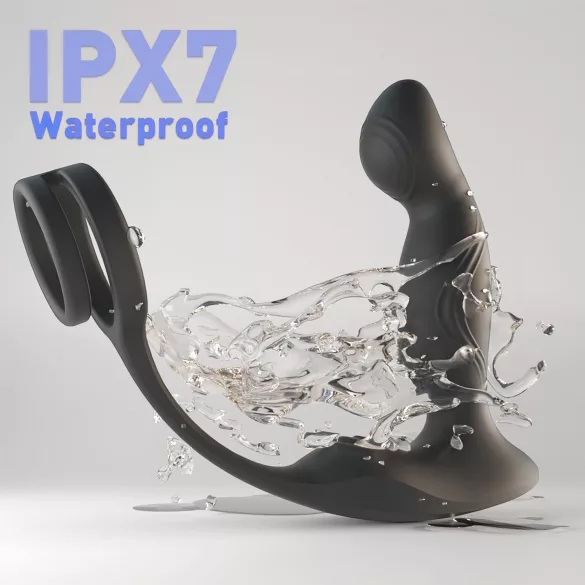 Sex HD Virgil - prostaat vibrator met penis- en balring - zwart