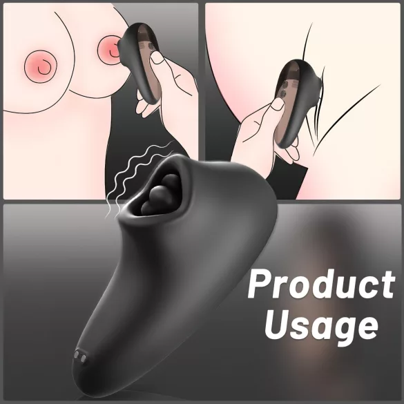 Sex HD Mirror - vibrerende likspeeltje met verwarmingsfunctie - zwart