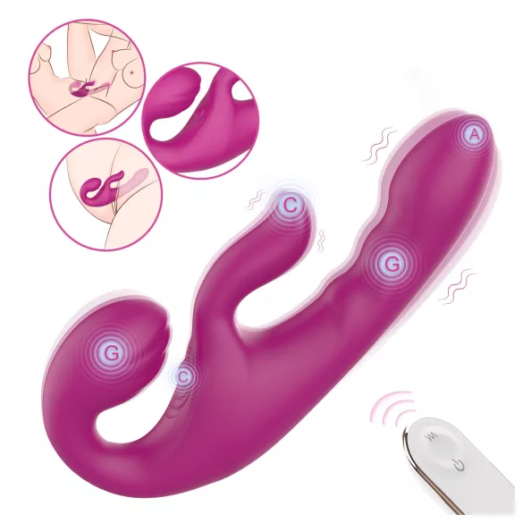 SEX HD Co-op Bliss - strap-on vibrator met clitorisstimulator - siliconen