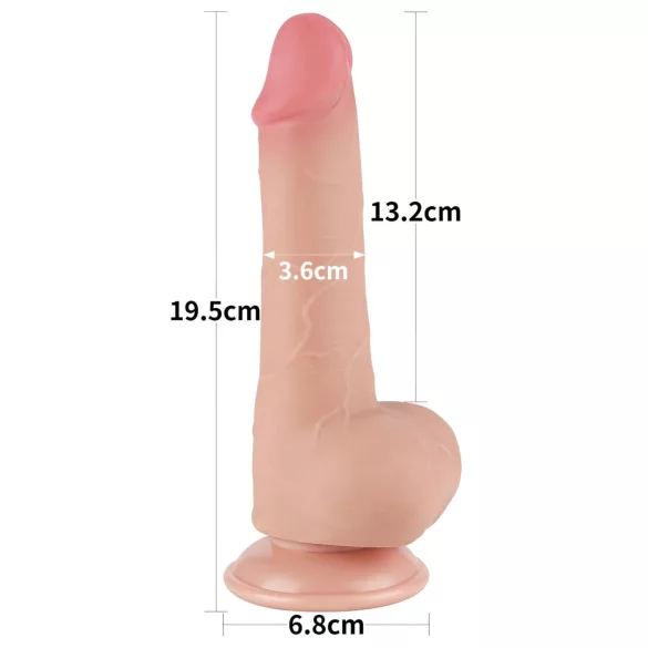 Lovetoy Sliding-Skin - dildo met zuignap - dubbel laag - 19,5cm - huidkleur