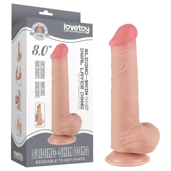 Lovetoy Sliding-Skin - realistische dubbelwandige dildo met ballen - 20,8cm