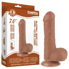   Lovetoy Sliding-Skin - realistische dildo met ballen - 18,3cm - huidskleur