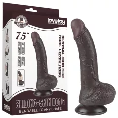   Sliding-Skin - dubbelwandige dildo met zuignap - 19,5 cm (bruin)