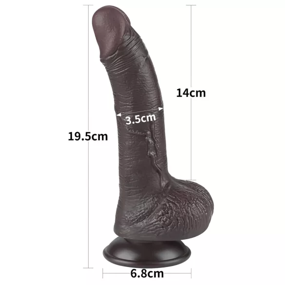 Lovetoy Sliding-Skin - dildo met zuignap - dubbel laag - 19,5cm - bruin