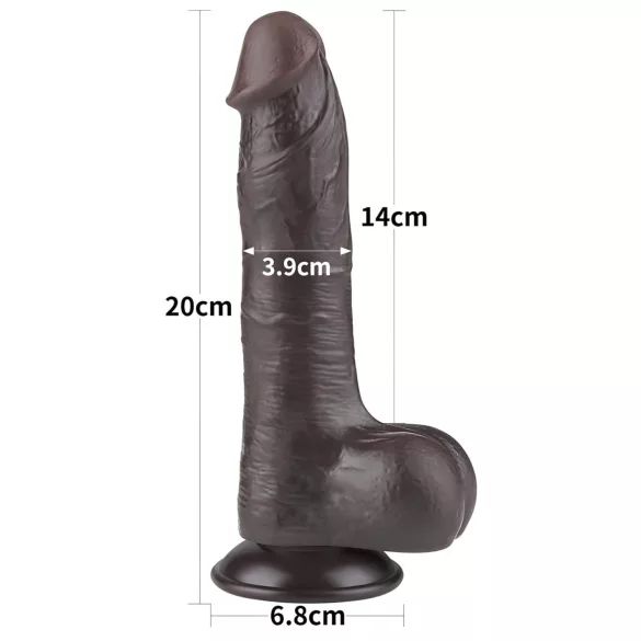 Lovetoy Sliding-Skin - dildo met ballen - realistische dubbele laag - 20cm bruin
