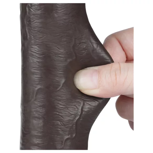 Lovetoy Sliding-Skin - dildo met zuignap - dubbele laag - 20,8 cm - bruin