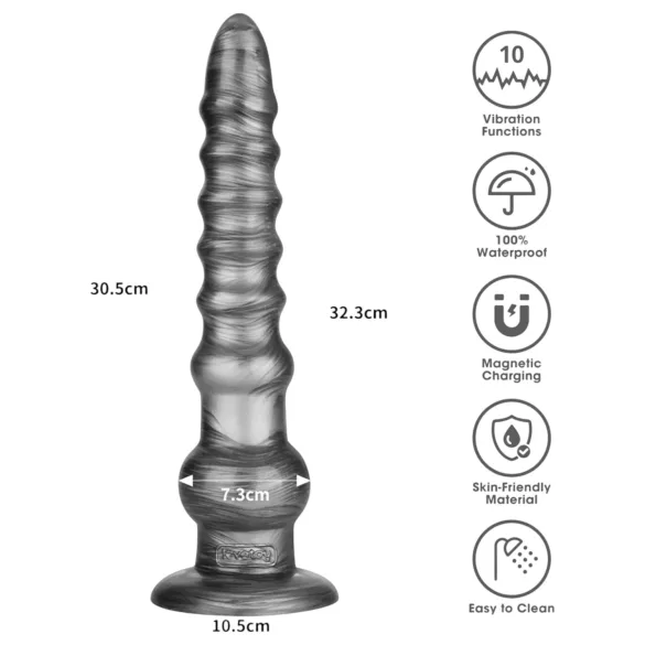 Lovetoy King Sized - grote vibrator - 32 cm - grijs