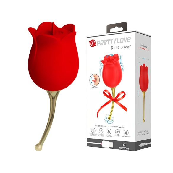 Pretty Love Rose Lover - 2in1 clitorisstimulator met tong (rood)
