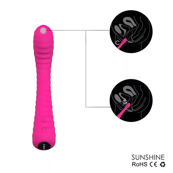 Sex HD Sunshine - G-spot vibrator - oplaadbaar, geribbeld - roze