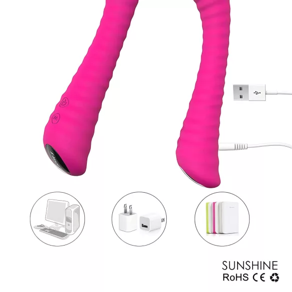 Sex HD Sunshine - G-spot vibrator - oplaadbaar, geribbeld - roze