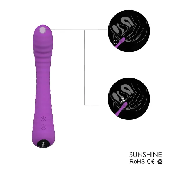 Sex HD Sunshine - G-spot vibrator - oplaadbaar, geribbeld - paars