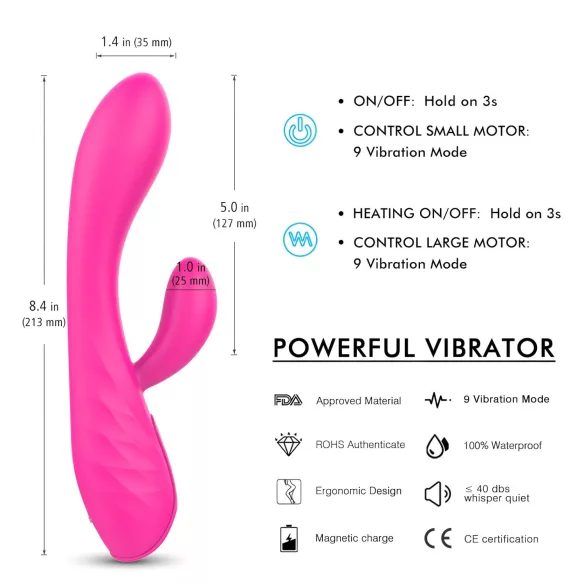 Sex HD Muses - oplaadbare vibrator met verwarming - waterdicht - roze