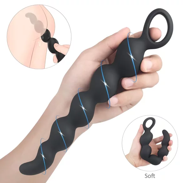 Sex HD Steven - anaal dildo met noppen - zwart