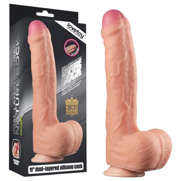 Lovetoy Naturele Dildo - Dubbel Laag, 28cm (Naturel)