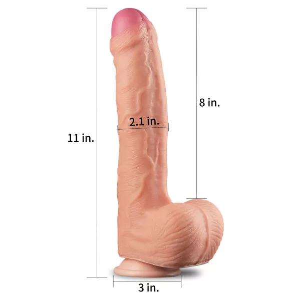 Lovetoy Nature Cock - realistische dildo - dubbel gelaagd - 28cm - huidkleur