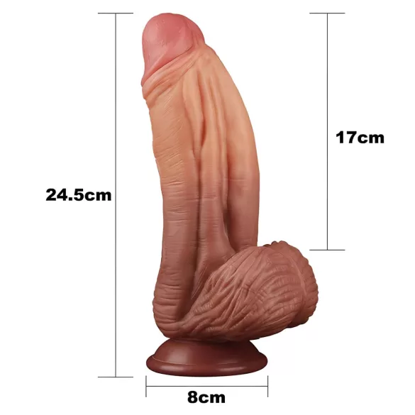Lovetoy - realistische dildo - dubbel laags - 26cm - huidskleur
