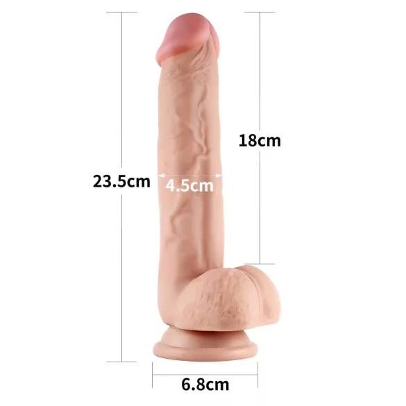 Lovetoy Sliding-Skin - dildo met dubbele laag - 23cm - huidkleurig