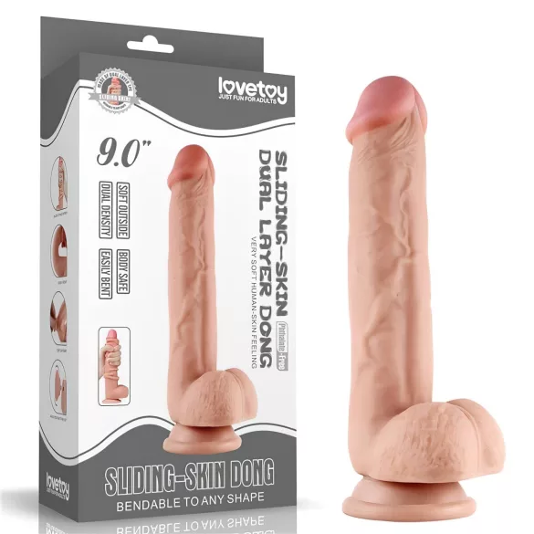 Lovetoy Sliding-Skin - dildo met dubbele laag - 23cm - huidkleurig