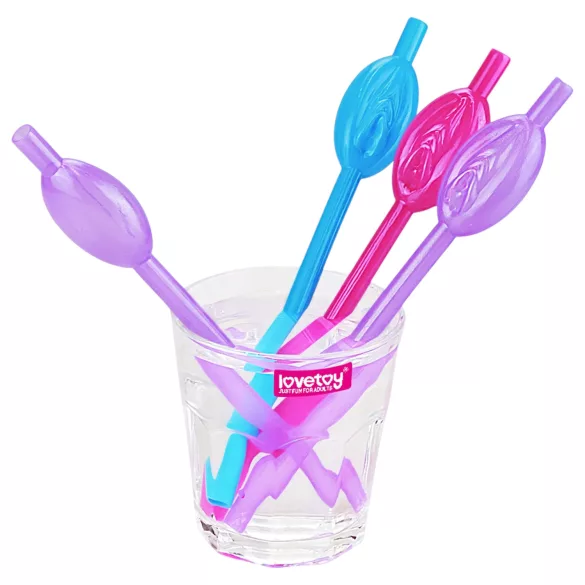 Lovetoy - penis rietje - mix kleuren (roze/blauw/paars)