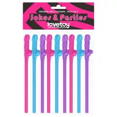 Lovetoy - realistische penis rietjes - roze/blauw/paars