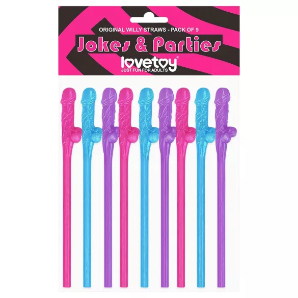 Lovetoy - realistische penis rietjes - roze/blauw/paars