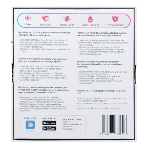 Lovense Gemini - App-gestuurde vibrerende tepelklemmen (roze)