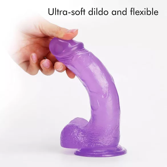Tracy's Dog - dildo met zuignap en ballen - siliconen - paars - 20 cm