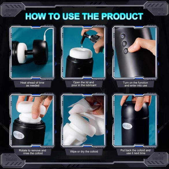 Leopard - automatische zuigende en vibrerende masturbator - zwart