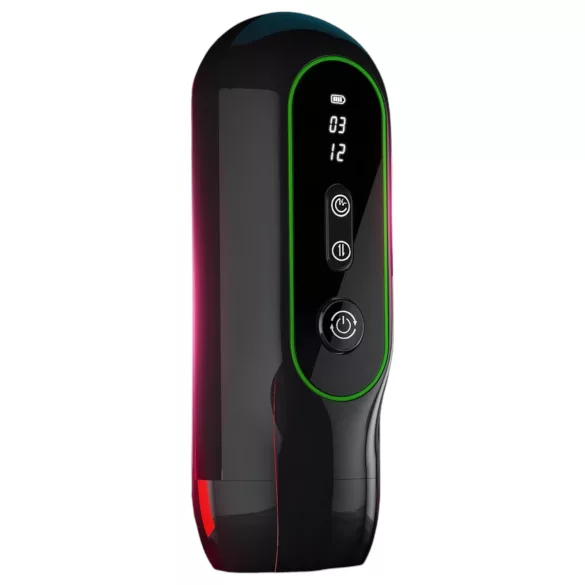Leopard - op-en-neer bewegende vibrator masturbator - zwart