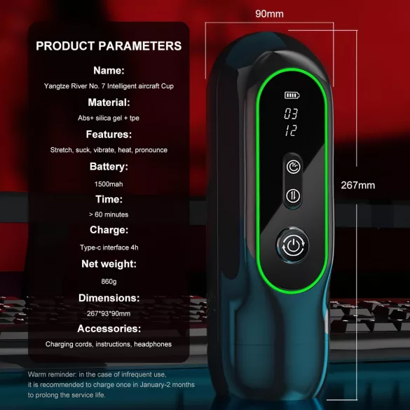 Leopard - op-en-neer bewegende vibrator masturbator - zwart