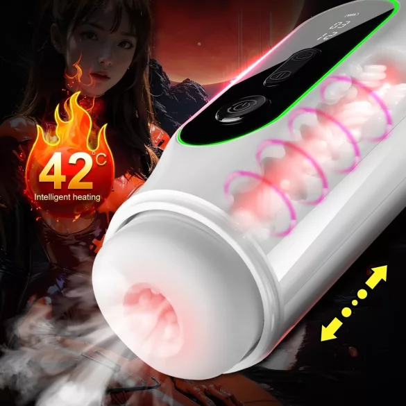 Leopard - op-en-neer bewegende vibrator masturbator - zwart