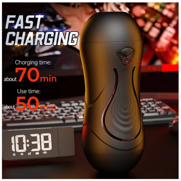 Leopard - mond- en kunstvagina-penisvibrator (naturel)