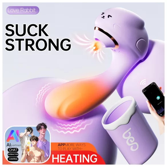 Sunny Love Bunny - zuigende, vibrerende vibrator (paars)