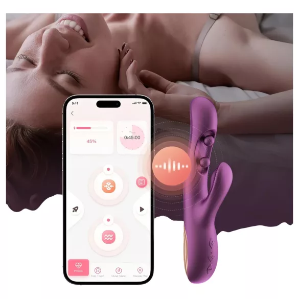Honey Play Box Gem - App-gestuurde, met kralen uitgeruste G-spot- en clitorisvibrator (paars)