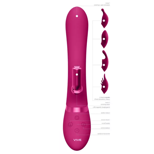 Vive Chou - oplaadbare clitorisstimulator met verwisselbare kop - roze