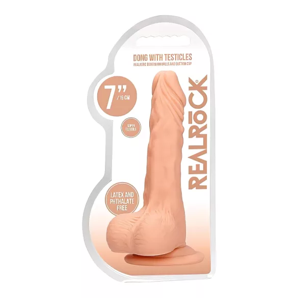 RealRock - realistische dildo met balzak - 17cm - huidskleur