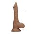 RealRock Dong 8 - levensechte dildo met ballen (20 cm) - donker natuur