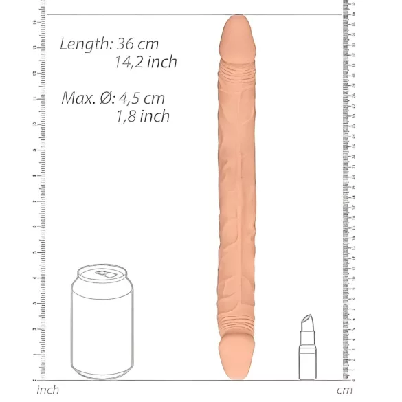 RealRock - dubbele dildo - 36cm - huidkleur