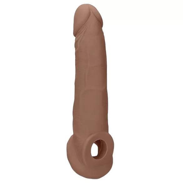 RealRock - penis sleeve - extra lang 21,5 cm - donker huidskleur