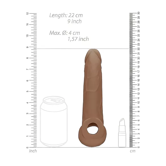 RealRock - penis sleeve - extra lang 21,5 cm - donker huidskleur