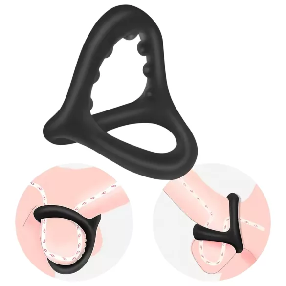 Penisring en teeltring - met ribbels - zwart