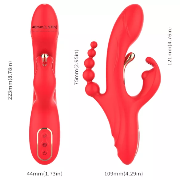 Bestoy - Vibrator met 3 armen en tong - Rood