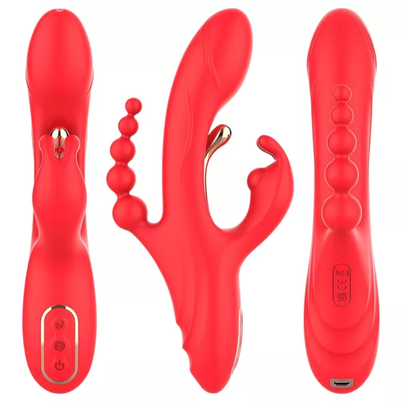 Bestoy - Vibrator met 3 armen en tong - Rood